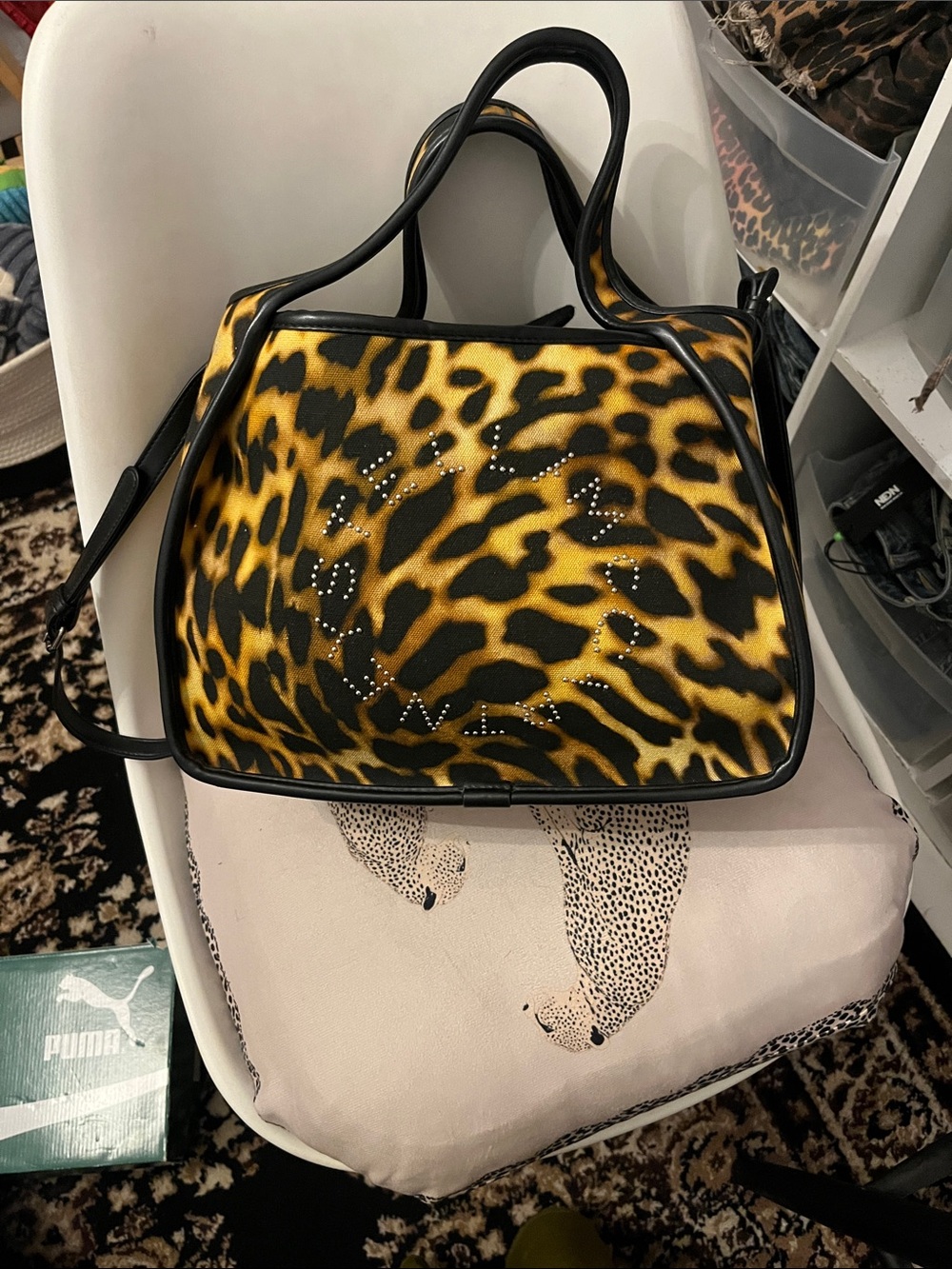 Stella McCartney Leopard Print Tote with Black Pouch - Picture 10 of 15